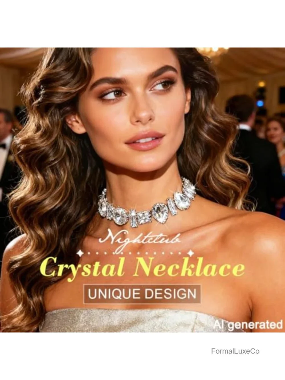 Chunky Crystal Choker Necklace for Women, Sparkly Rhinestone Wedding Prom